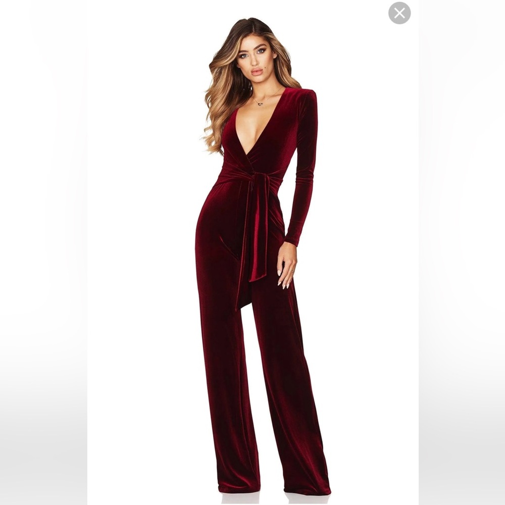 Nookie Vamp Velvet Jumpsuit - Wine | JAUS Small / Wine